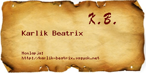 Karlik Beatrix névjegykártya